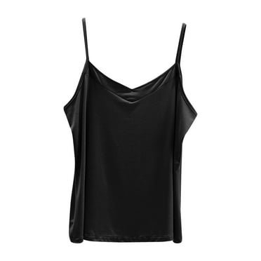 ZZwxWA Women's V Neck Camisole Tank Tops Soft Spaghetti Strap Solid Tops Loose Fit 2024 Summer Sleeveless Tops Today Discount