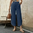 thumbnail image 1 of ZZwxWA Women's Wide Leg Flowy Pants Casual Loose High Waist Boho Cropped Palazzo Beach Pants Summer Outfits 2025 Trendy, 1 of 5