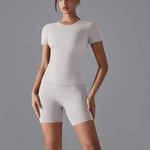 ZZwxWA Womens 2 Piece Lounge Outfits Casual Slim Fit Short Sleeve Tops Short Leggings Sets Yoga Sweatsuit 2025 Fashion