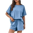 thumbnail image 1 of ZZwxWA Womens 2 Piece Outfits Summer Oversized Short Sleeve Tops High Waisted Shorts Sweatsuits Set Baggy Comfy Lounge Sets, 1 of 6