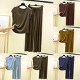 thumbnail image 1 of ZZwxWA Womens 2 Piece Outfits Summer Sloucthy Homewear Casual Cap Sleeve V Neck Tops with Flowy Palazzo Pants Pajama Sets, 1 of 4