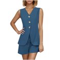 thumbnail image 1 of ZZwxWA Womens 2 Piece Summer Work Casual Sets, Sleeveless Button Down Loose Vest Outfits Matching Drawstring Baggy Shorts, 1 of 6
