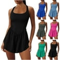 thumbnail image 1 of ZZwxWA Womens Athletic Romper Tennis Dress with Separate Shorts and Bra Onesie Open Back Jumpsuits Workout Shorts Dresses, 1 of 7