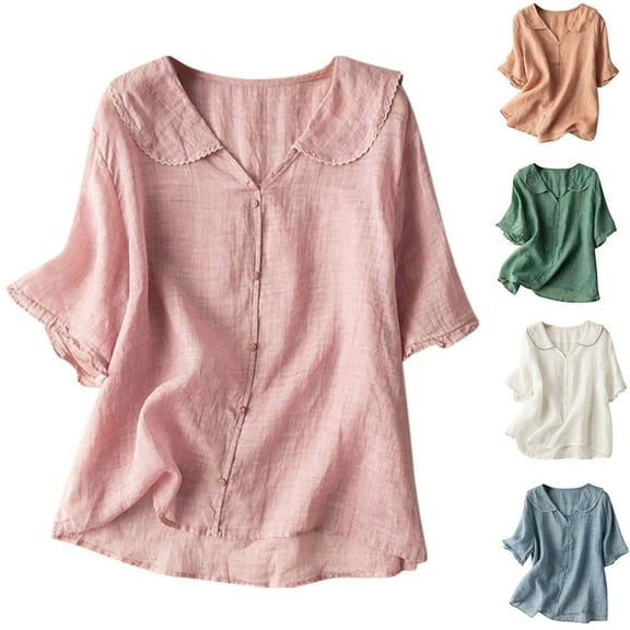 ZZwxWA Womens Blouses Cotton Oversized Blouses Tops Casual Dressy Tops 2025 Womens Business Casual Clothing