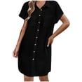 thumbnail image 1 of ZZwxWA Womens Button Down Shirt Dress Summer Cotton Linen Dress V-Neck Mini Dress Casual Short Sleeve Loose Tunic Dresses, 1 of 6