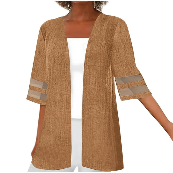 ZZwxWA Womens Cardigan Women Fashion Cardigan Up Casual Solid Color Half Sleeve Hoodeless Tops up to 65% Off up to 65% Off