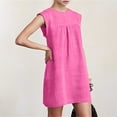 thumbnail image 1 of ZZwxWA Womens Casual Cap Sleeve Mini Linen Dress, Summer Relaxed Fit Crewneck Ruched Sundresses Solid Short Modest Dresses, 1 of 5