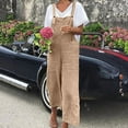 thumbnail image 1 of ZZwxWA Womens Casual Overalls Cotton Linen Adjustable Straps Baggy Pants Wide Leg Jumpsuits with Pockets Solid Color, 1 of 6