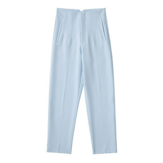 ZZwxWA Womens Casual Solid Color High Waisted Pants Elegant Work Office Business Straight Leg Trousers with Pockets Women's Harlan Casual Suit Pants