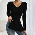 thumbnail image 1 of ZZwxWA Womens Casual V Neck Tops Ribbed Knit Sweaters Basic Tee Shirts Long Sleeve Side Slit Pullover 2025 Fall Tunic Blouse, 1 of 5