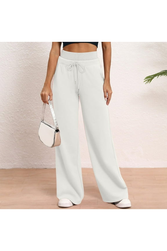 Womens Casual Wide Leg Pants High Waisted Button Down Straight Long Trousers Palazzo Pants Sale