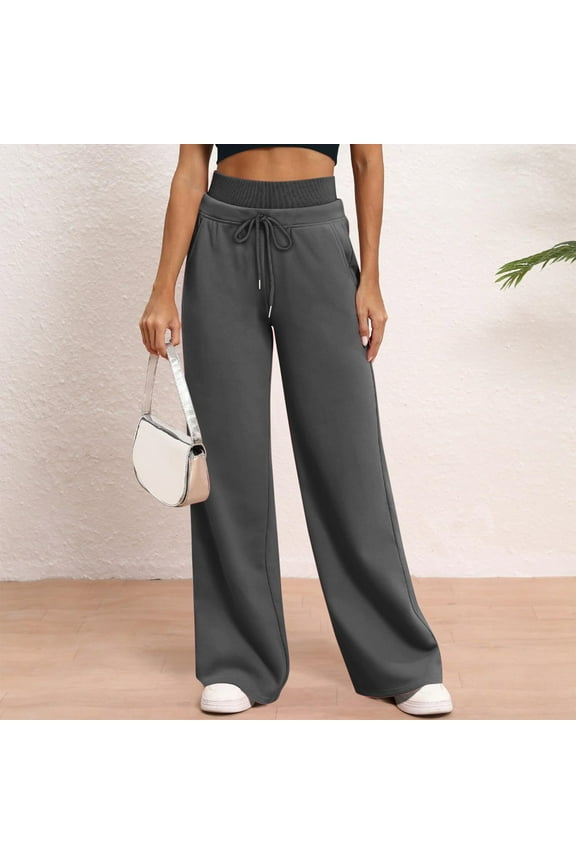 Womens Casual Wide Leg Pants High Waisted Button Down Straight Long Trousers Palazzo Pants Holiday Gift Finder