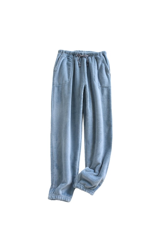 Womens Coral Velvet Pajama Pants Solid Lounge Pants Soft Plush Pajama Bottoms Jogger Pants with Drawstring