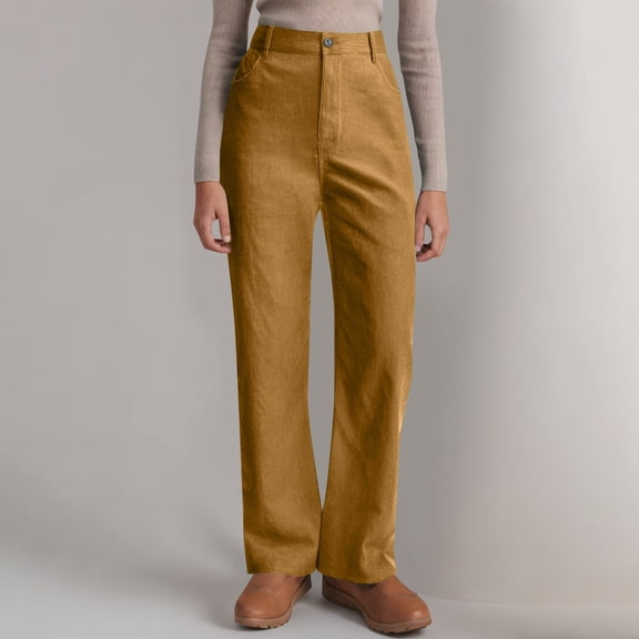 ZZwxWA Womens Corduroy Pants Loose Mid Rise Pant Spring Fall Casual Straight Comfy Trousers with Pockets