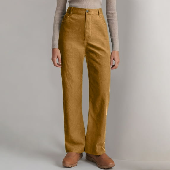 ZZwxWA Womens Corduroy Pants Loose Mid Rise Pant Spring Fall Casual Straight Comfy Trousers with Pockets
