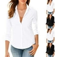 thumbnail image 1 of ZZwxWA Womens Cotton Linen Shirts Button Down Long Sleeve Tops Soft Comfy Tunic Collared Blouse Work Office Outfits, 1 of 7