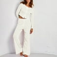 thumbnail image 1 of ZZwxWA Womens Eyelet Pajama Set 2 Piece Long Sleeve Button Down Crop Top and Pants Lounge Set Sexy Cute Sleepwear, 1 of 6