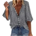 thumbnail image 1 of ZZwxWA Womens Fashion Tops 2025 Oversized Button Down Shirts V Neck Print Long Sleeve Work Blouse Dressy Casual Palazzo Tops, 1 of 5
