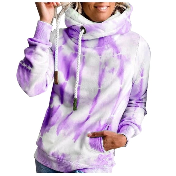 ZZwxWA Womens Fleece Sherpa Hoodies Long Sleeve Drawstring Hooded Warm Sweatshirts Tie Dye Comfy Pullover with Pockets 50% Off Clear