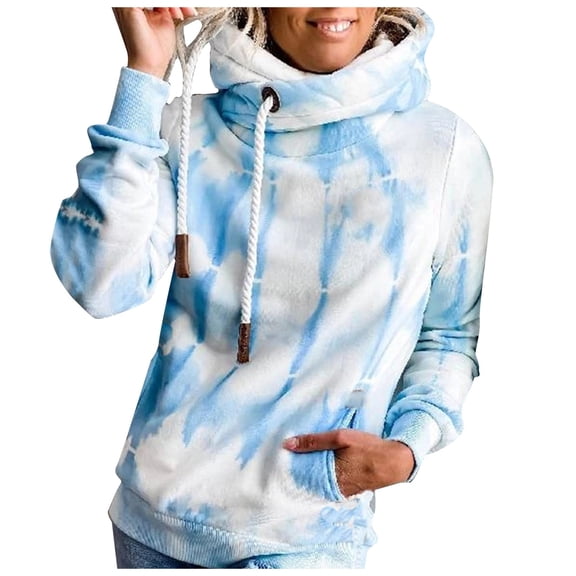 ZZwxWA Womens Fleece Sherpa Hoodies Long Sleeve Drawstring Hooded Warm Sweatshirts Tie Dye Comfy Pullover with Pockets