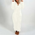 thumbnail image 1 of ZZwxWA Womens Fuzzy Jumpsuit One-Piece Zip Up Pajamas Loose Fit Plus Size Jumpsuits Winter Soft Plush Fleece Cozy Loungewear, 1 of 4