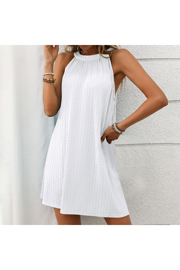 Womens Halter Swimsuit Coverup Tank Sleeveless Beach Dresses Summer Crochet Cover Ups for Swimwear Bikini Cover Up