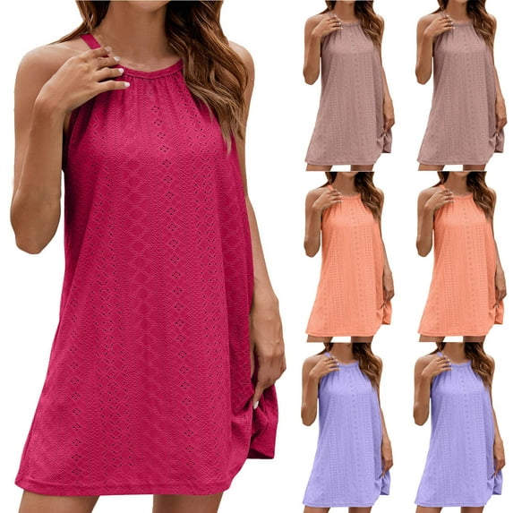 ZZwxWA Womens Halter Swimsuit Coverup Tank Sleeveless Beach Dresses Summer Crochet Cover Ups for Swimwear Bikini Cover Up