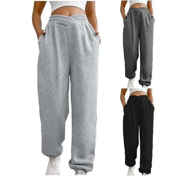 ZZwxWA Womens High Waist Sweatpants Solid Color Casual Trousers Workout Sports Joggers Pants with Pockets Athletic Sweat Pants for Women Elastic Fall Winter Clothes