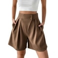 thumbnail image 1 of ZZwxWA Womens High Waisted Dressy Shorts Pleated Wide Leg Summer Casual Shorts Flare Business Work Short Pants with Pockets, 1 of 6