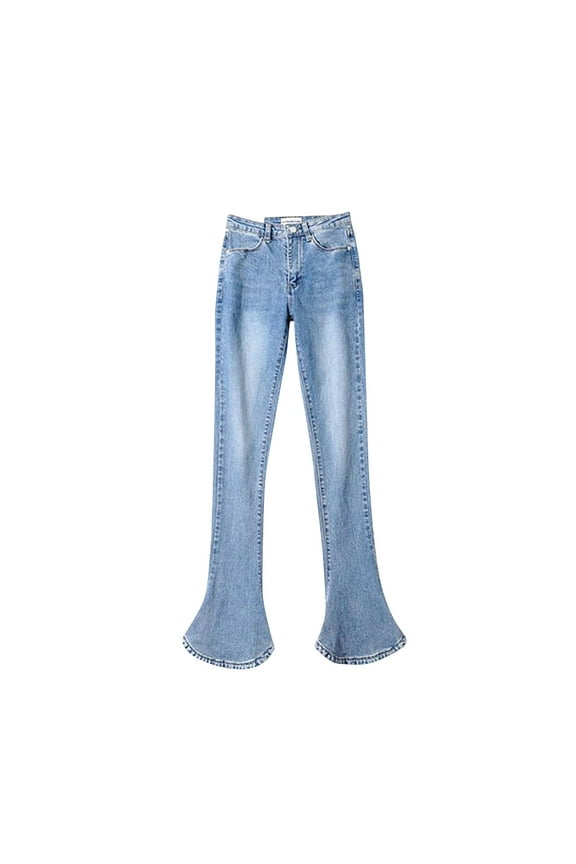 Womens High Waisted Flare Jeans Frayed Raw Hem Bell Bottom Jeans Casual Split Denim Pants Y2K Trousers Horseshoe Pants
