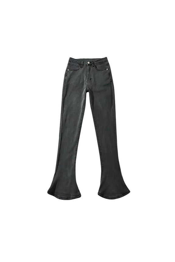 Womens High Waisted Flare Jeans Frayed Raw Hem Bell Bottom Jeans Casual Split Denim Pants Y2K Trousers Horseshoe Pants