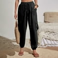 thumbnail image 1 of ZZwxWA Womens High Waisted Jogger Pants Solid Color Loose Hiking Joggers for Women Elastic Waist Drawstring Casual Lightweight Tapered Cargo Pants with Pockets, 1 of 5