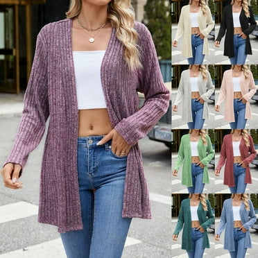 ZZwxWA Womens Lightweight Cardigans Long Sleeve Open Front Casual Loose Sweaters Trendy Fall Dressy Cardigan Jackets