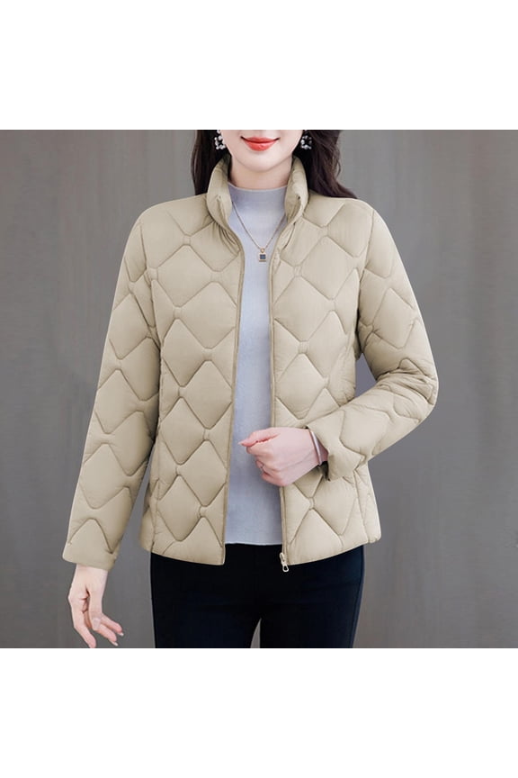 Womens Lightweight Quilted Jacket Casual Packable Open Front Down Puffer Jackets Zip Up Winter Coat Outwear Cardigan