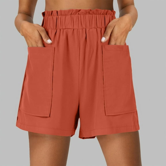 ZZwxWA Womens Linen Casual Shorts High Waisted Comfy Shorts Summer Cotton Pull On Shorts with Pockets