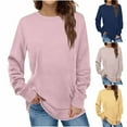 thumbnail image 1 of ZZwxWA Womens Long Sleeve T Shirts 2025 Loose Fit Tops Round Neck Causal Blouses Shirt Trendy Fall Winter Outfits Clothes, 1 of 7