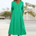 thumbnail image 1 of ZZwxWA Womens Maxi Shirt Dress Casual Short Sleeve Button Down Lapel V Neck Oversized Loose Solid Color Long Dresses, 1 of 5