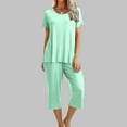 thumbnail image 1 of ZZwxWA Womens Pajama Sets, Comfy Cotton 2 Piece Lounge Sets, Woman Two Piece Pjs, Loungewear Set Women, Capri Pants Sets Solid Color, 1 of 8