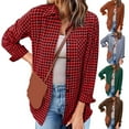 thumbnail image 1 of ZZwxWA Womens Plaid Cardigan Shirt Flannel Shacket Jacket Button Down Long Sleeve Casual Tops Lightweight Collared Blouses, 1 of 7
