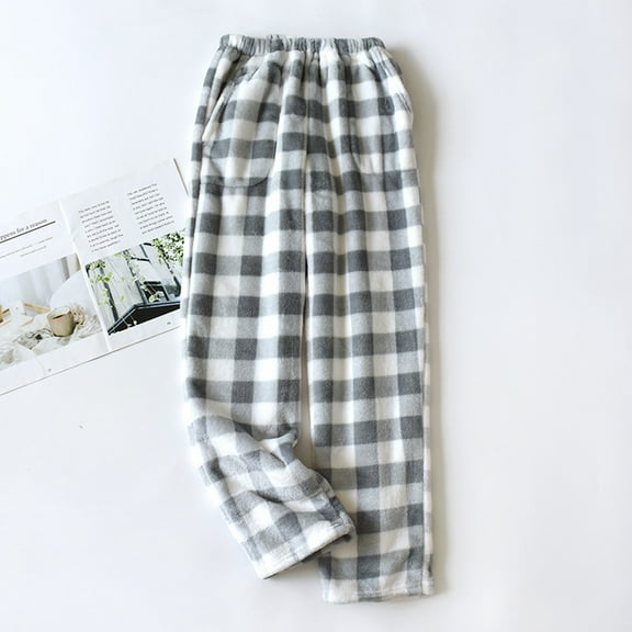 ZZwxWA Womens Plaid Fluffy Pajama Pants Fuzzy Fleece Cozy Lounge Pants with Pockets Winter Warm Pj Bottoms