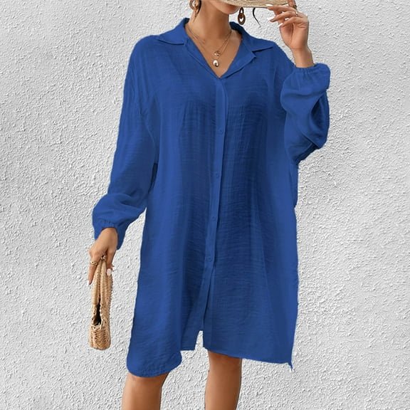 ZZwxWA Womens Plain Beach Cover Ups Button Down Sheer Split Kimono Oversized T Shirt Swimsuit Cover Up Dress Lightweight Blouse