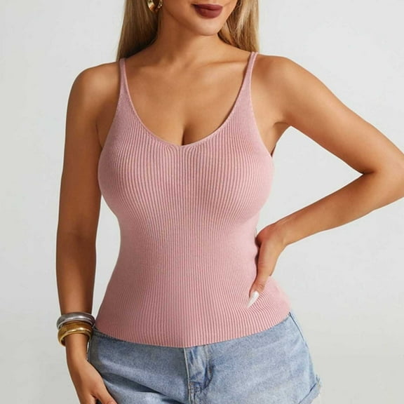 ZZwxWA Womens Racerback Sleeveless V Neck Tank Tops Ribbed Knit Cotton Fitted Vest Solid Basic Cami Cropped Top Shirts