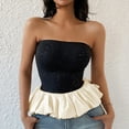 thumbnail image 1 of ZZwxWA Womens Ruffle Hem Bandeau Tube Tops Casual Sleeveless Strapless Peplum Flowy Blouse Shirts Summer Going Out Tanks, 1 of 7
