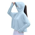 thumbnail image 1 of ZZwxWA Womens SPF Shirts Permanent UPF 50+ Jacket Long Sleeve Sun Protection Clothing Full Zip Quick Dry Hiking Hoodies, 1 of 2