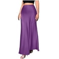 thumbnail image 1 of ZZwxWA Womens Satin High Waisted Maxi Skirts Elegant Solid Color A Line Long Skirt Soft Work Office Half Dress, 1 of 6