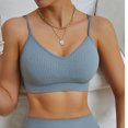 thumbnail image 1 of ZZwxWA Womens Seamless Sports Bra Rib Camisoles Lightweight Thin Yoga Bra Spaghetti Strap Wireless Workout Yoga Underwear, 1 of 2