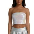 thumbnail image 1 of ZZwxWA Womens Sequin Tube Top Stretchy Sleeveless Crop Tops Metallic Sparkly Tube Tops for Halloween Party Clubwear, 1 of 2