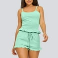 thumbnail image 1 of ZZwxWA Womens Sexy Pajamas Sets Ruffle Sleeveless Tops with Shorts Nightwear Matching Pj Sets Camisole Sleepwear Lounge Sets Solid Color, 1 of 3