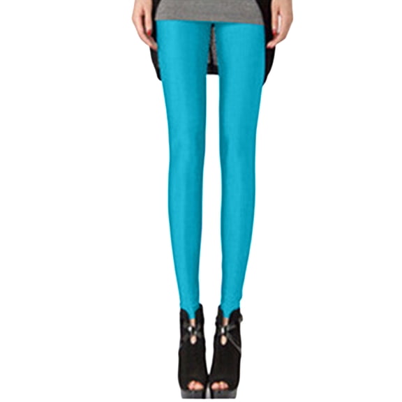 ZZwxWA Womens Shiny Leggings High Waisted Neon Smooth Pants Party Rave Tights Elastic Skinny Lightweight Leggings