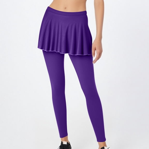 ZZwxWA Womens Skirted Leggings Fake Two-Piece Tight Bottoms Gym Workout Leggings with Mini Tennis Skirts Slim Belly Control Pants